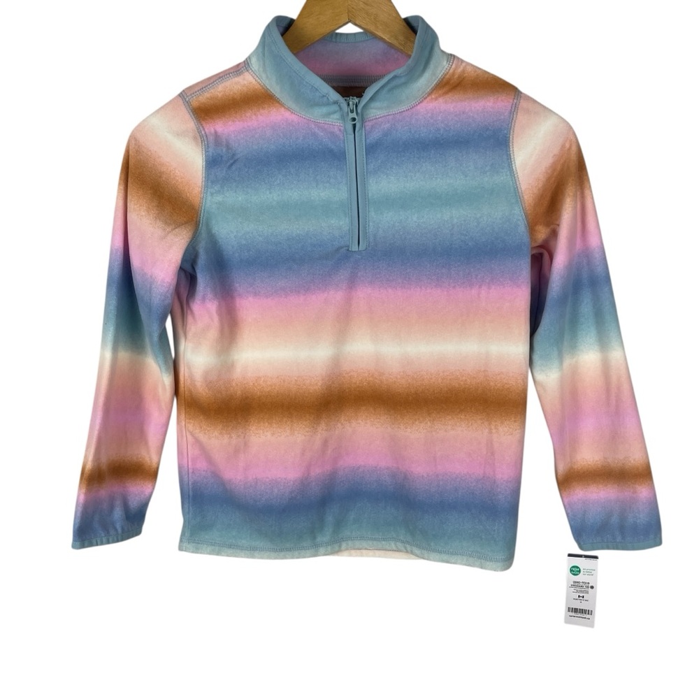 OshKosh Girls Striped Quarter Zip Microfleece Sweater Size 10 NWT